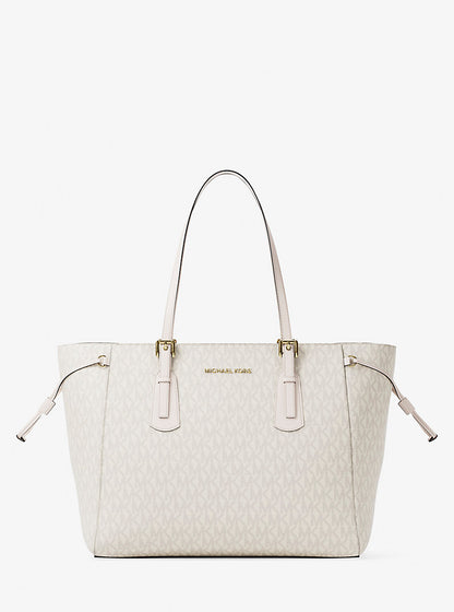 Voyager Large Signature Logo Top-Zip Tote Bag