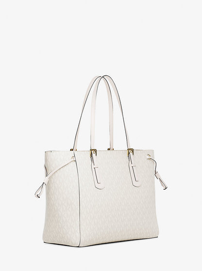 Voyager Large Signature Logo Top-Zip Tote Bag
