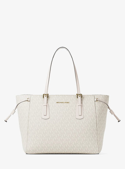Voyager Large Signature Logo Top-Zip Tote Bag