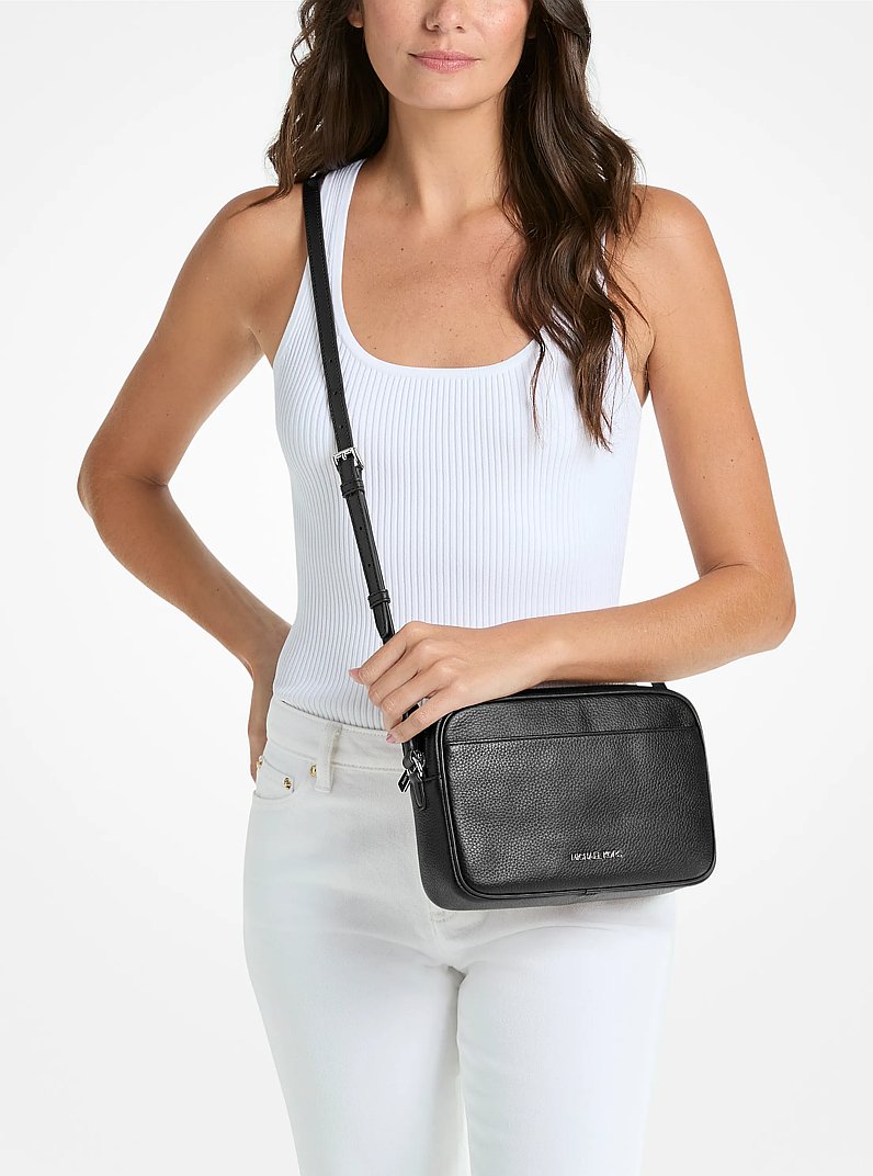 Jet Set Large Pebbled Leather Camera Crossbody Bag