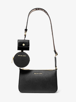 Jet Set Saffiano Leather Crossbody Bag with Case for Apple Airpods Pro