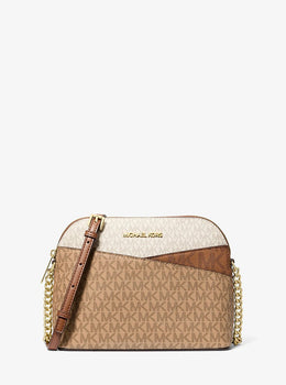 Jet Set Travel Medium Color-Block Signature Logo Crossbody Bag