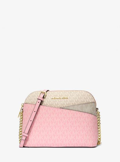 Jet Set Travel Medium Color-Block Signature Logo Crossbody Bag