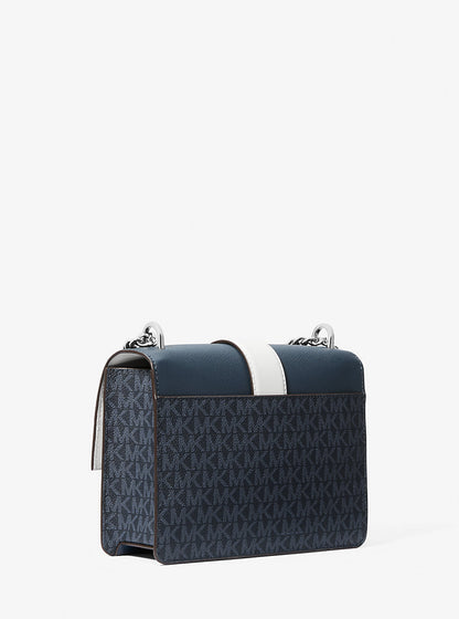 Greenwich Small Color-Block Signature Logo Crossbody Bag