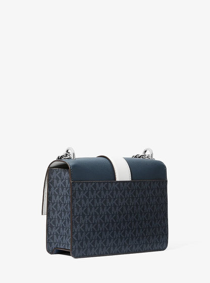 Greenwich Small Color-Block Signature Logo Crossbody Bag
