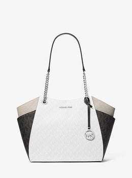 Jet Set Large Color-Block Signature Logo Shoulder Bag