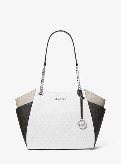 Jet Set Large Color-Block Signature Logo Shoulder Bag