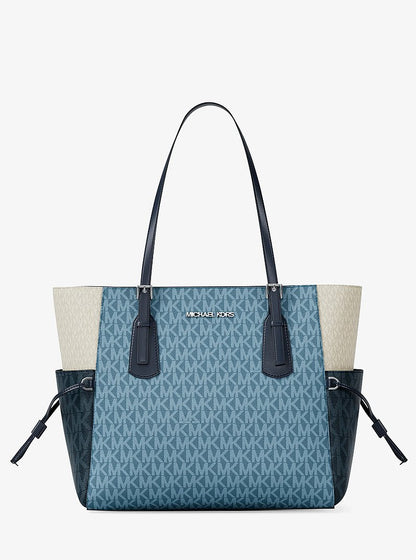 Voyager Large Color-Block Signature Logo Tote Bag