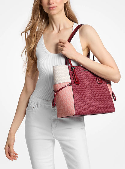 Voyager Large Color-Block Signature Logo Tote Bag