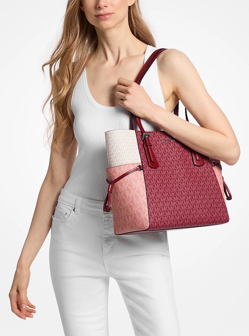 Voyager Large Color-Block Signature Logo Tote Bag