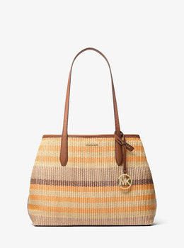 Avalon Medium Striped Woven Tote Bag
