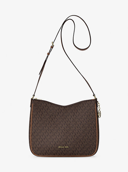 Nayla Medium Metallic Signature Logo Messenger Bag
