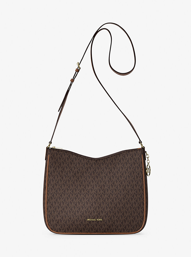 Nayla Medium Metallic Signature Logo Messenger Bag