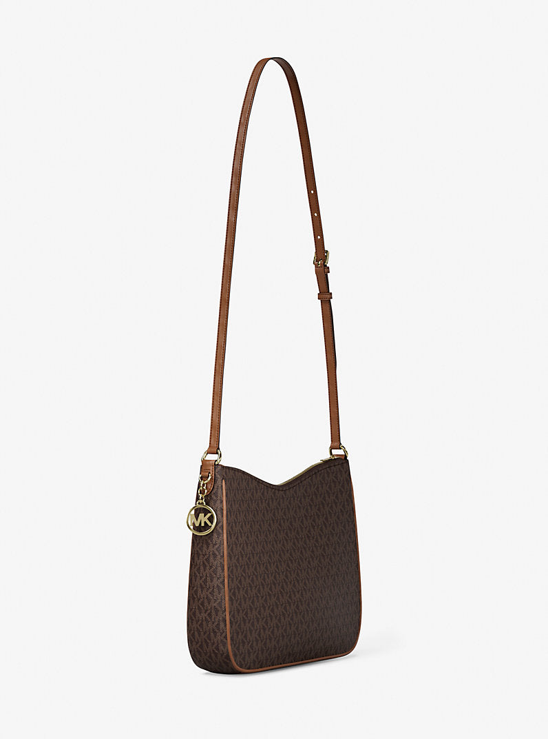 Nayla Medium Metallic Signature Logo Messenger Bag