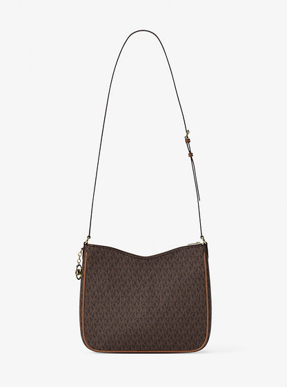 Nayla Medium Metallic Signature Logo Messenger Bag