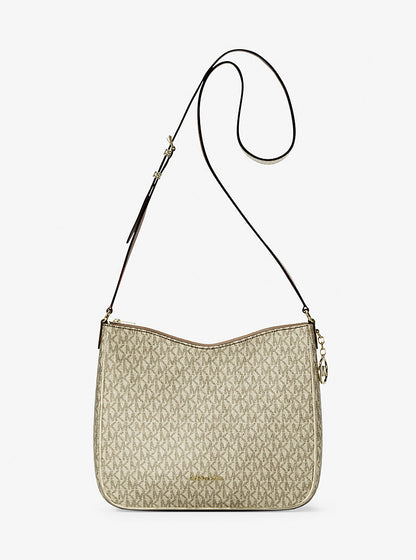 Nayla Medium Metallic Signature Logo Messenger Bag