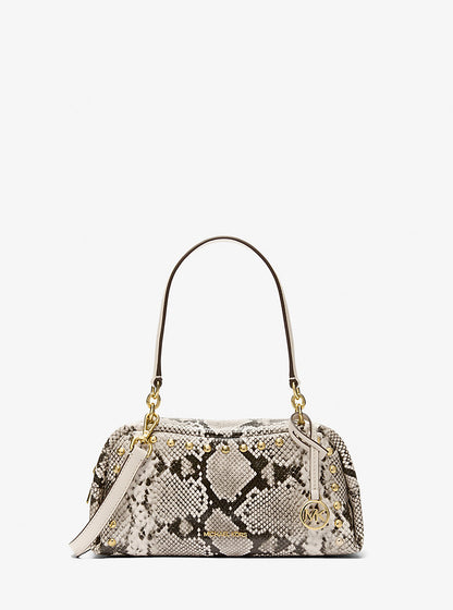 Cecily Small Studded Snake Embossed Shoulder Bag