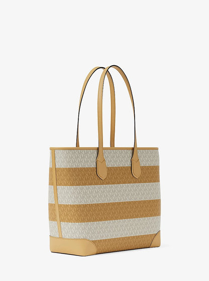 Eva Large Striped Signature Logo Tote Bag
