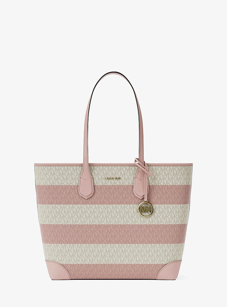 Eva Large Striped Signature Logo Tote Bag