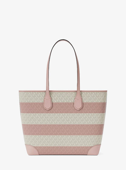 Eva Large Striped Signature Logo Tote Bag