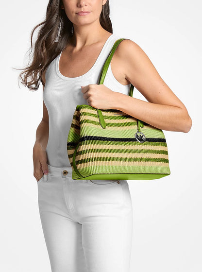 Avalon Medium Striped Woven Tote Bag