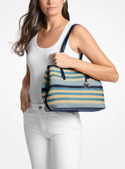 Avalon Medium Striped Woven Tote Bag