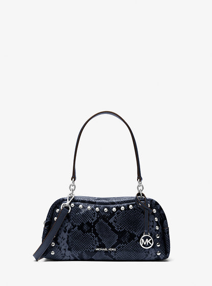 Cecily Small Studded Snake Embossed Shoulder Bag