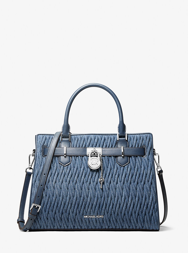 Hamilton Medium Matelassé Denim Satchel