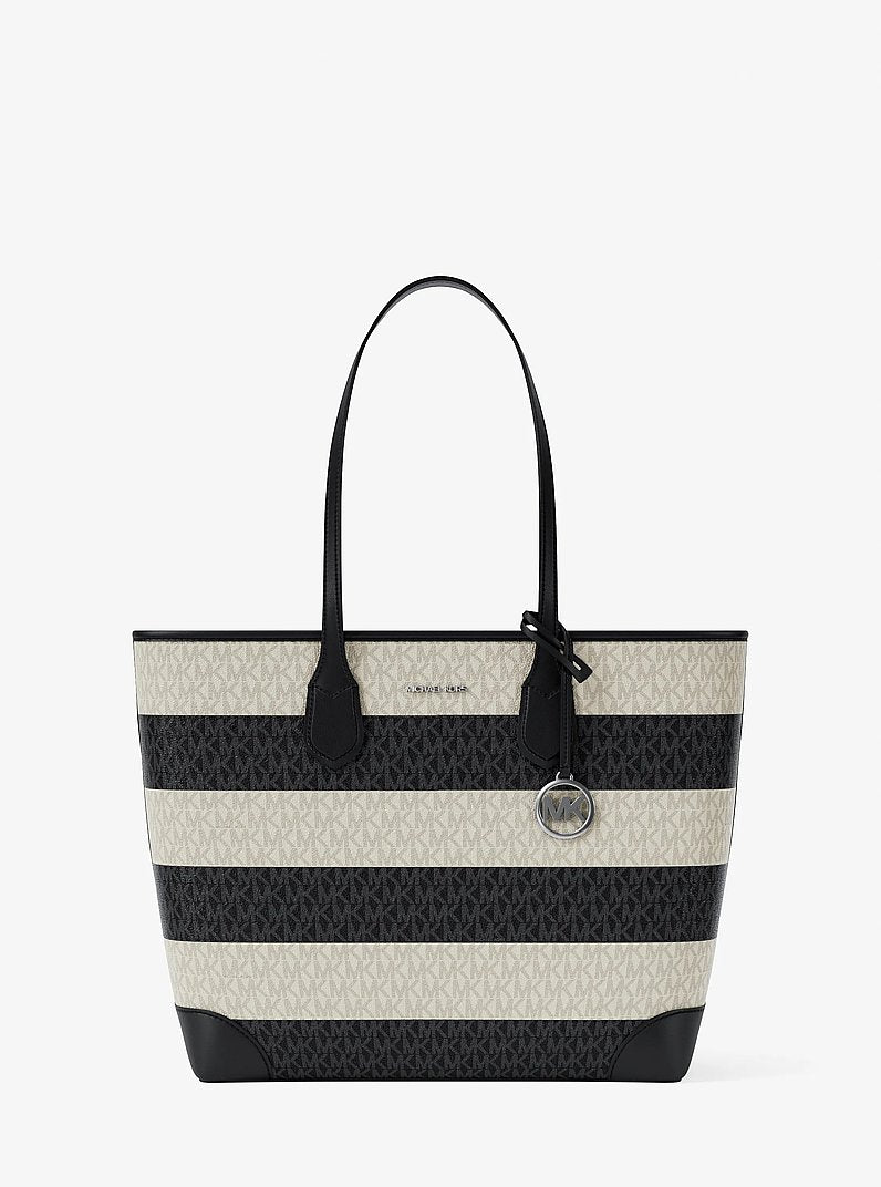 Eva Large Striped Signature Logo Tote Bag