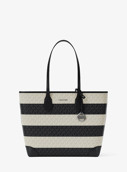 Eva Large Striped Signature Logo Tote Bag