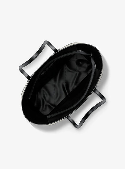 Eva Large Striped Signature Logo Tote Bag