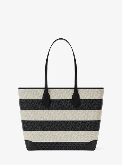 Eva Large Striped Signature Logo Tote Bag