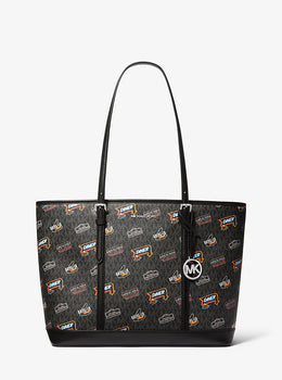 Jet Set Large Printed Signature Logo Tote Bag