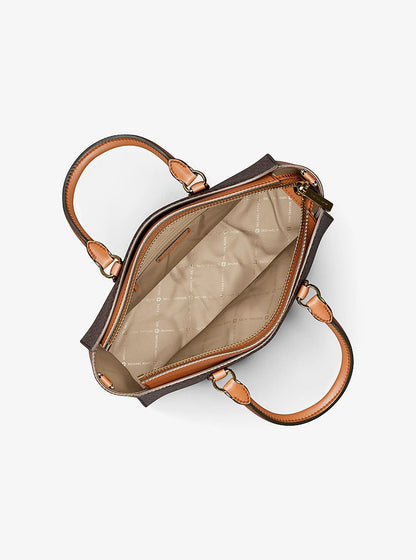 Arden Medium Signature Logo Top-Zip Satchel