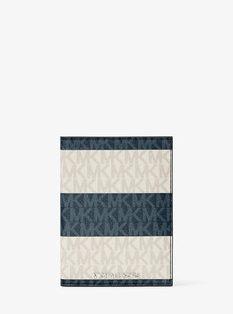 Jet Set Travel Medium Striped Signature Logo Passport Case