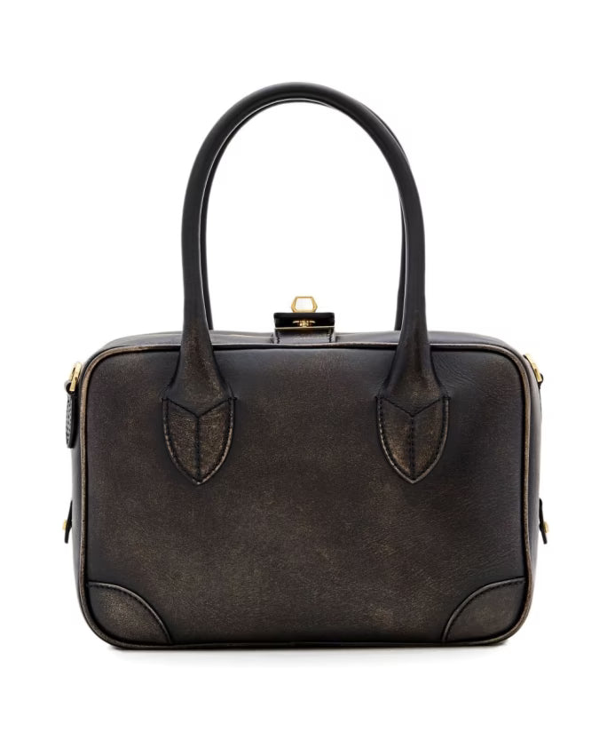 Black Leather Handbag for Women