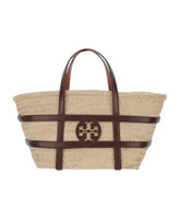 Raffia Straw Shopping Bag with Leather