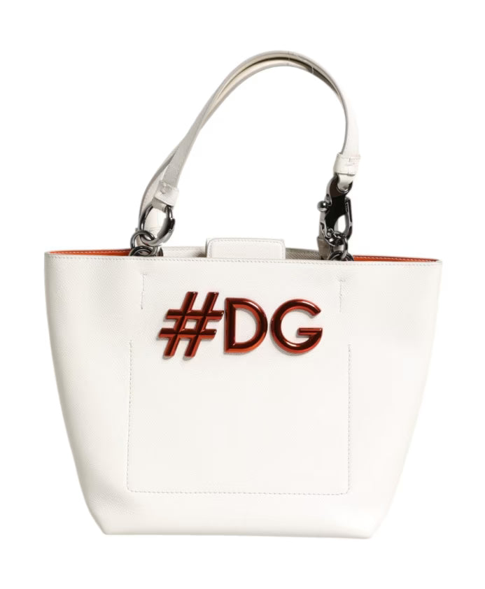 White Leather Top Handle Tote Bag