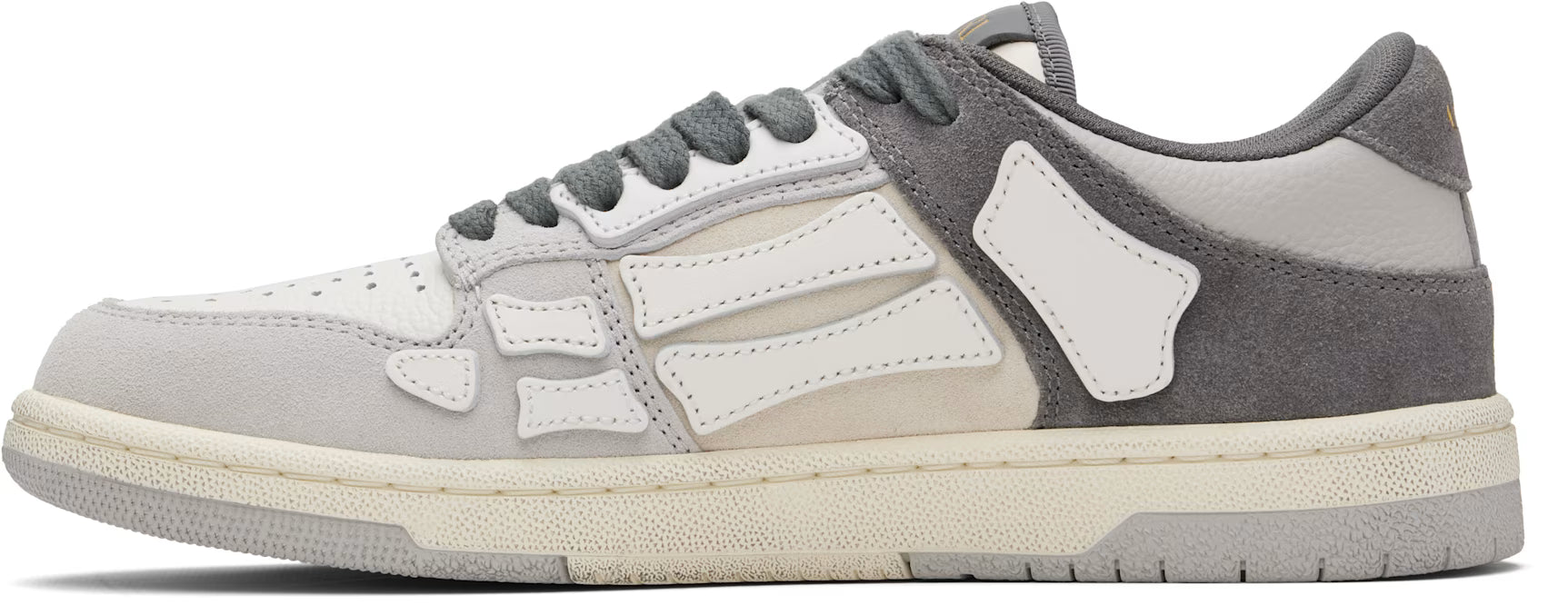 Gray Distressed Skel Top Low Sneakers