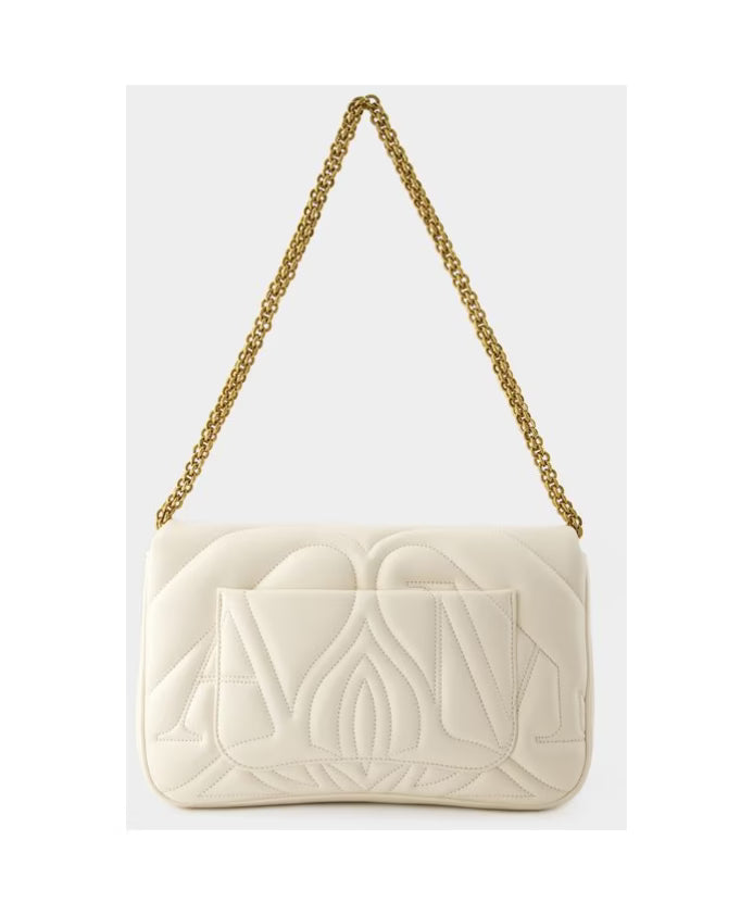 Beige Crossbody Bag with Chain