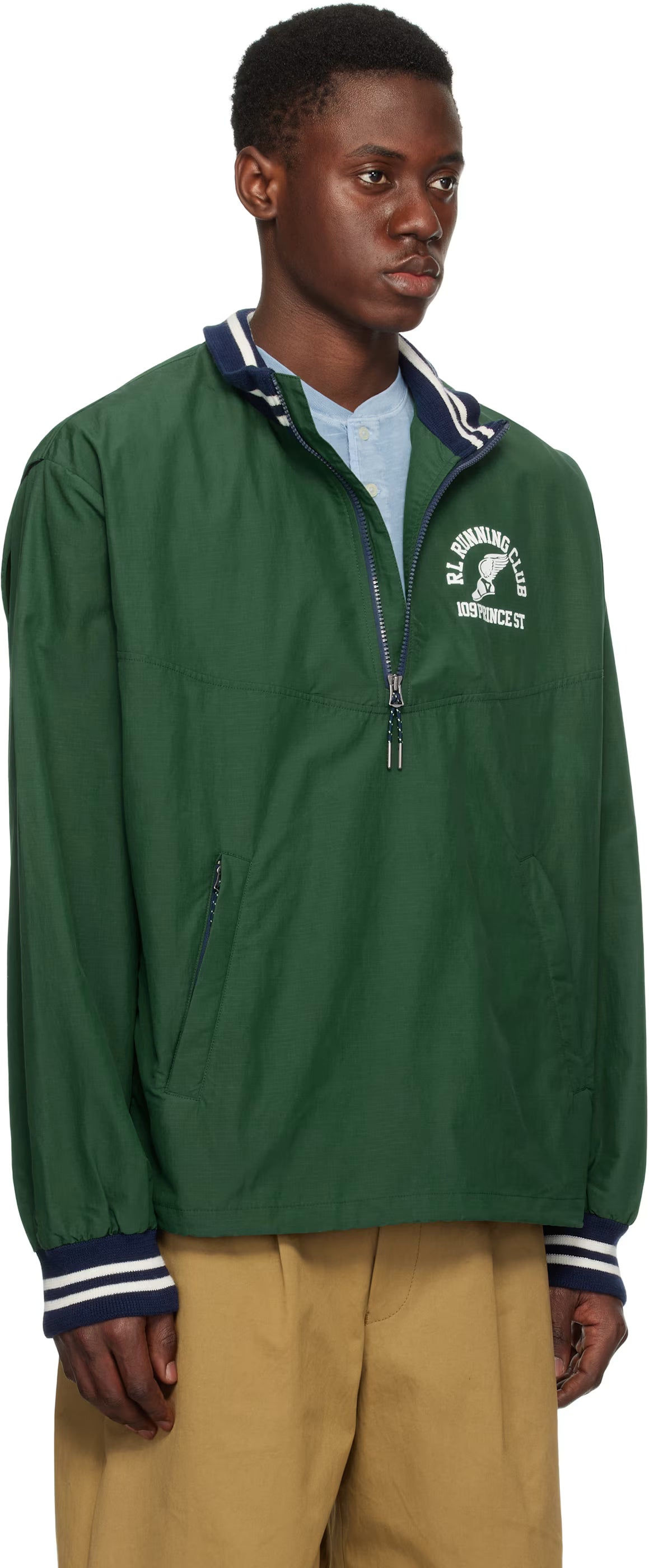 Polo Ralph Lauren Green Ripstop Quarter-Zip Graphic Jacket