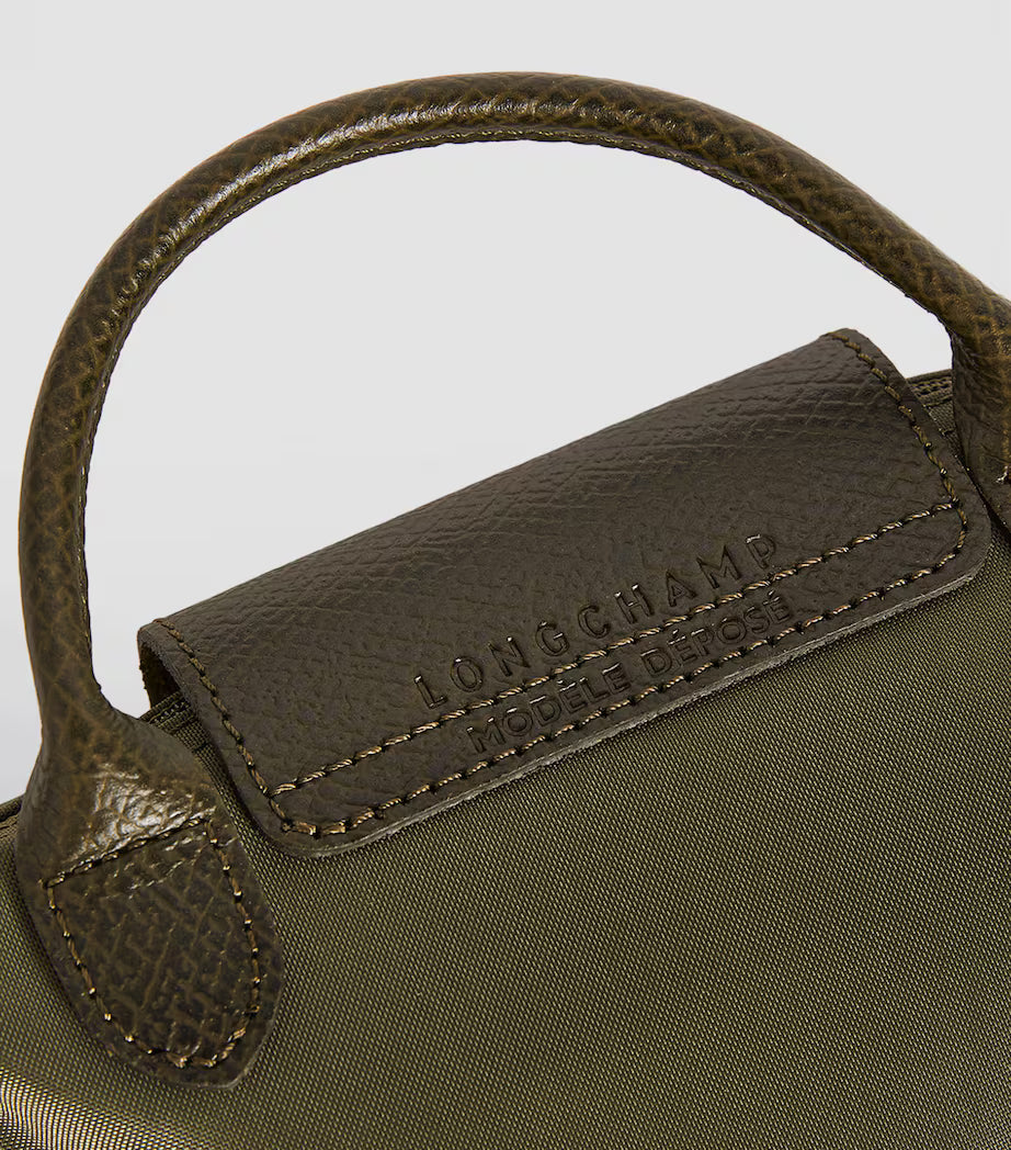 Longchamp Le Pliage Green Pouch With Handle Chestnut