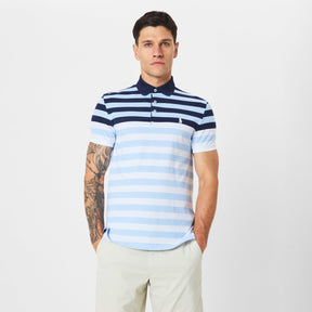 Men's Black Stripe Short-Sleeve Performance Polo Shirt