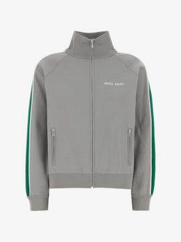 Miu Miu logo-embroidered side-stripe sweater