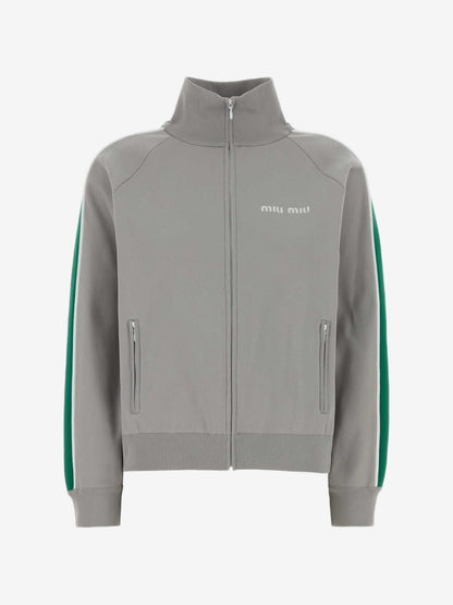 Miu Miu logo-embroidered side-stripe sweater