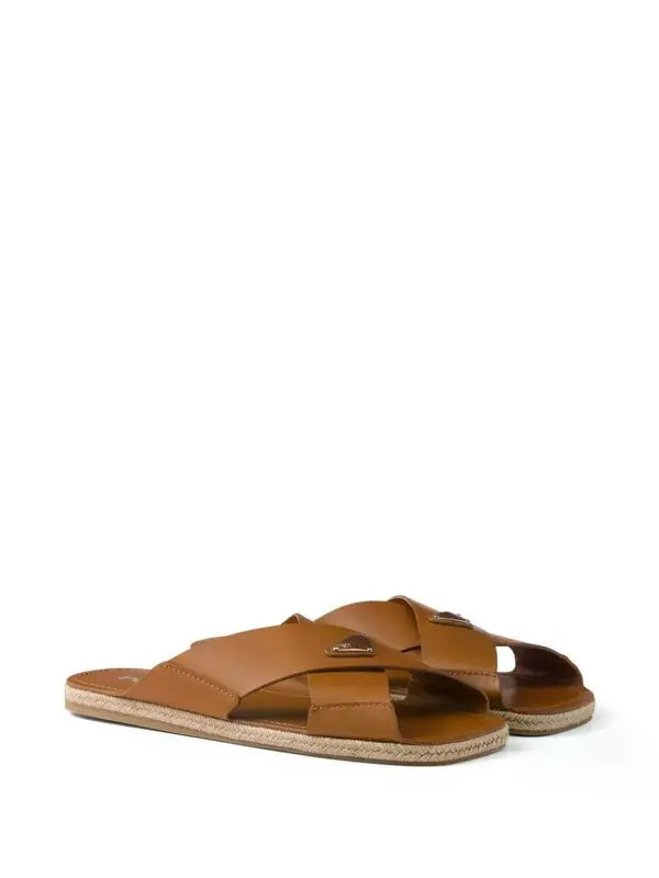 Prada Leather Crisscross Sandals