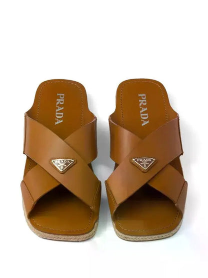 Prada Leather Crisscross Sandals