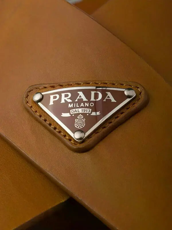 Prada Leather Crisscross Sandals
