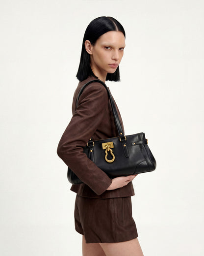 Yvette Elongated Tote Bag - Dark Brown