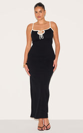 Plus Black Contrast Knit Dress